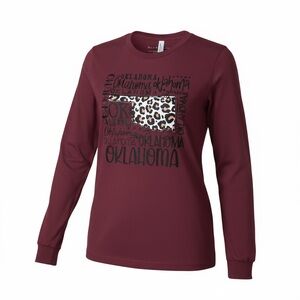Bella Canvas Maroon Oklahoma Graphic Long Sleeve Tee